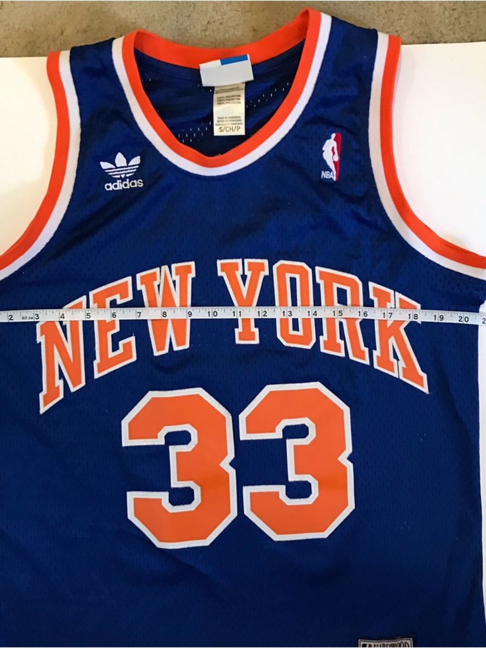 Adidas NY Knicks #33 Basketball Jersey Hardwood Classics Blue Orange S +2 - Picture 7 of 13